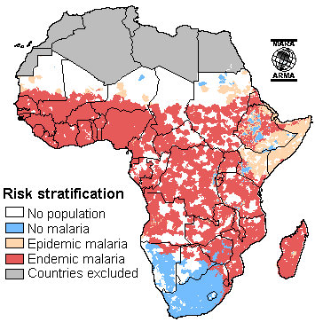 malaria gebieden in afrika